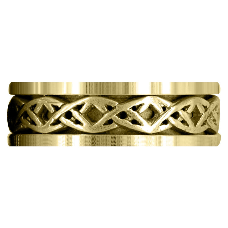 Yellow Gold Celtic Mens Wedding Band | Sand Blast / High Polish Finish (Derek)