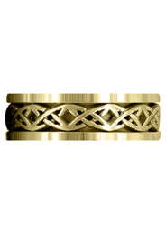 Yellow Gold Celtic Mens Wedding Band | Sand Blast / High Polish Finish (Derek)