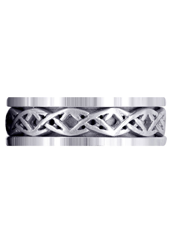 Celtic Mens Wedding Band | Sand Blast / High Polish Finish (Derek)