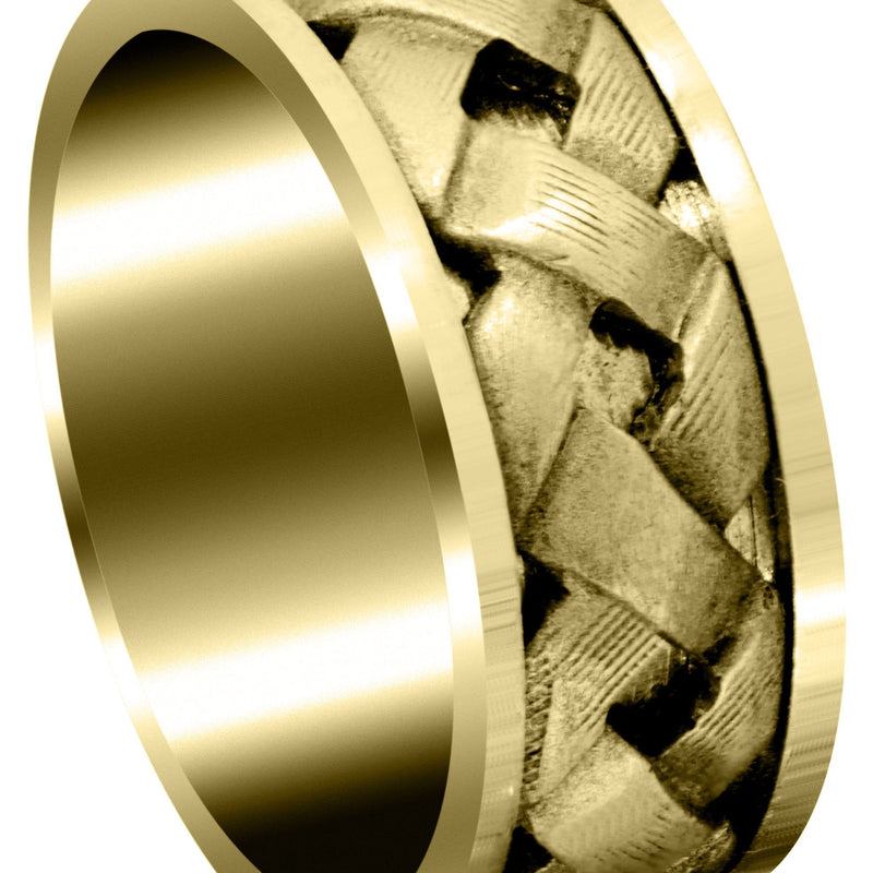 Yellow Gold Contemporary Mens Wedding Band | Satin Finish (Wesley)