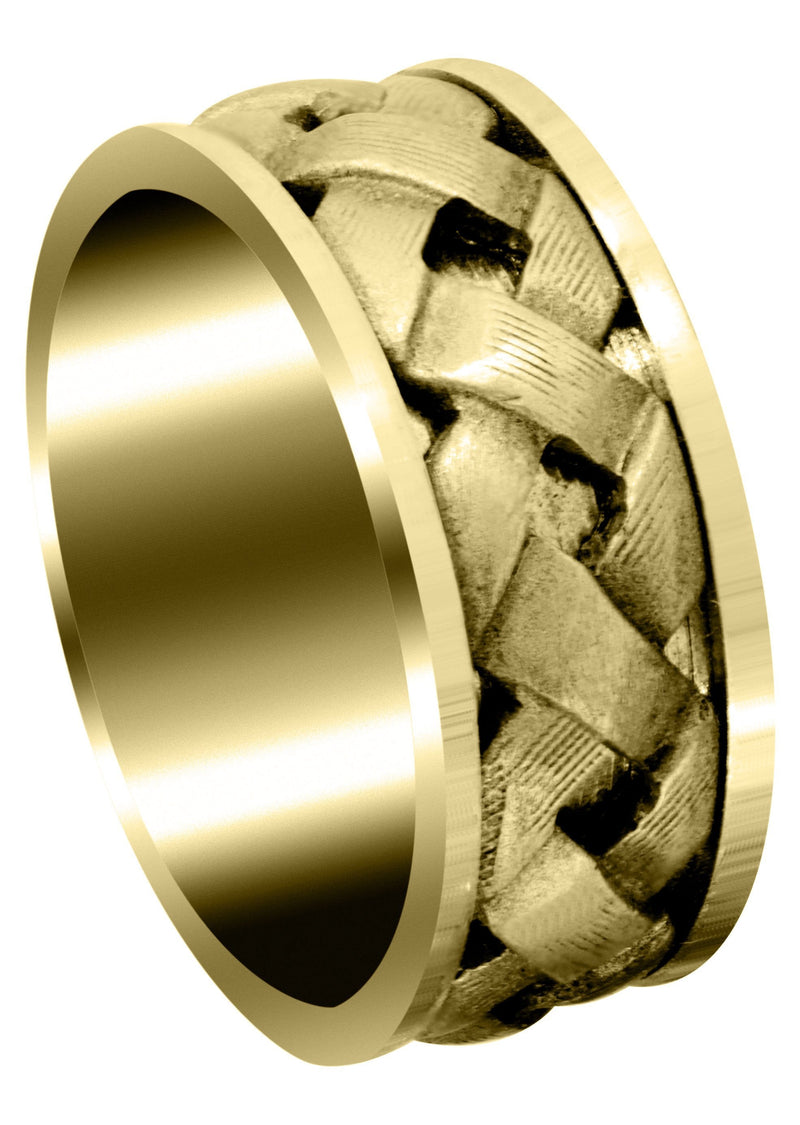 Yellow Gold Contemporary Mens Wedding Band | Satin Finish (Wesley)