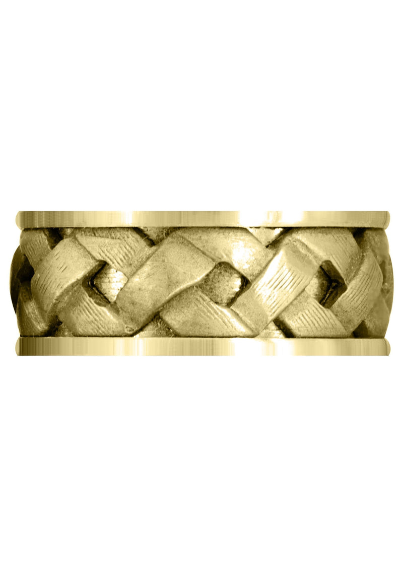 Yellow Gold Contemporary Mens Wedding Band | Satin Finish (Wesley)
