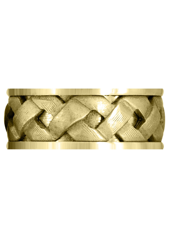 Yellow Gold Contemporary Mens Wedding Band | Satin Finish (Wesley)