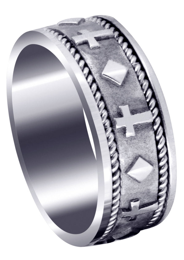 Religious Mens Wedding Band | Sand Blast / High Polish Finish (Mateo)