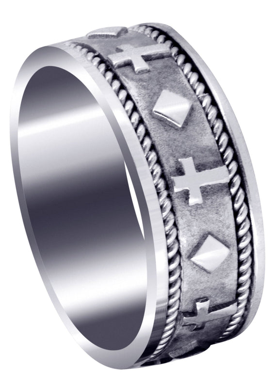 Religious Mens Wedding Band | Sand Blast / High Polish Finish (Mateo)