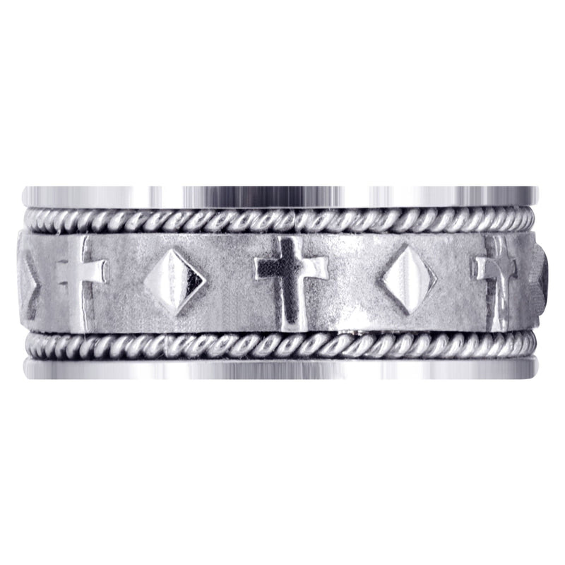 Religious Mens Wedding Band | Sand Blast / High Polish Finish (Mateo)