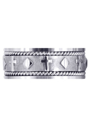 Religious Mens Wedding Band | Sand Blast / High Polish Finish (Mateo)