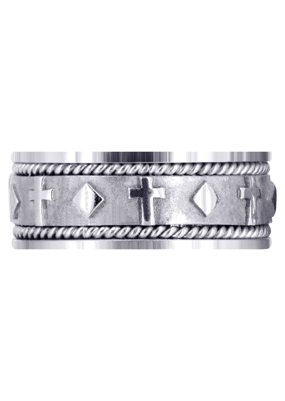 Religious Mens Wedding Band | Sand Blast / High Polish Finish (Mateo)