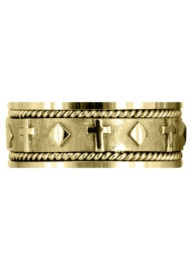 Yellow Gold Religious Mens Wedding Band | Sand Blast / High Polish Finish (Mateo)