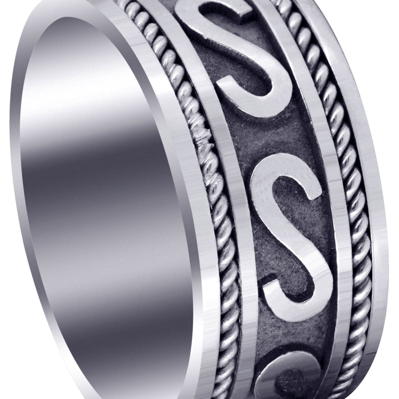 Celtic Mens Wedding Band | Sand Blast / High Polish Finish (Asher)