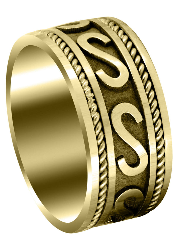 Yellow Gold Celtic Mens Wedding Band | Sand Blast / High Polish Finish (Asher)