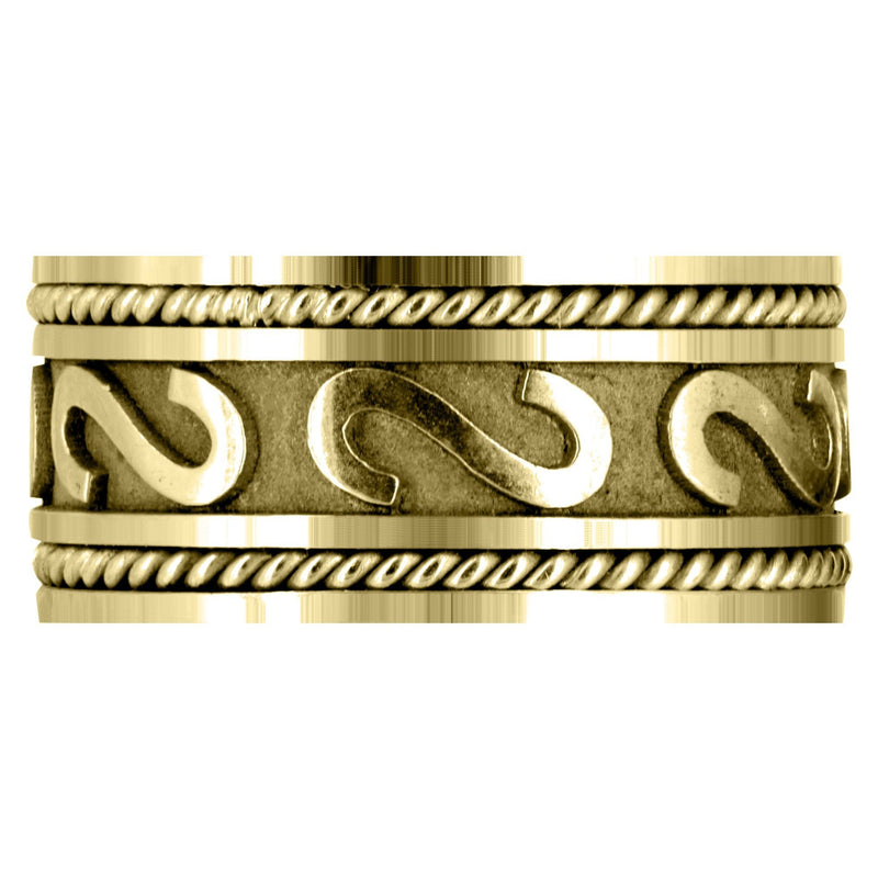 Yellow Gold Celtic Mens Wedding Band | Sand Blast / High Polish Finish (Asher)