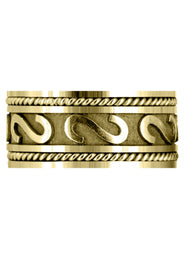 Yellow Gold Celtic Mens Wedding Band | Sand Blast / High Polish Finish (Asher)