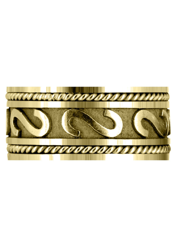 Yellow Gold Celtic Mens Wedding Band | Sand Blast / High Polish Finish (Asher)