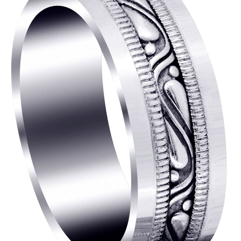 Celtic Mens Wedding Band | Sand Blast / High Polish Finish (Finn)