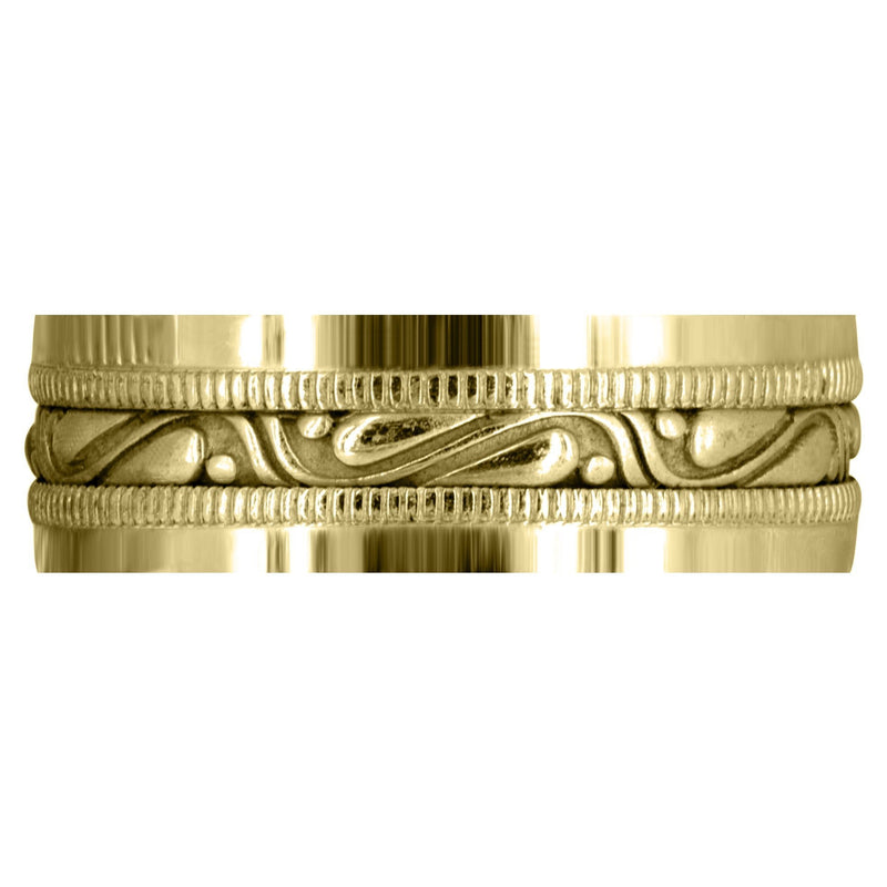 Yellow Gold Celtic Mens Wedding Band | Sand Blast / High Polish Finish (Finn)