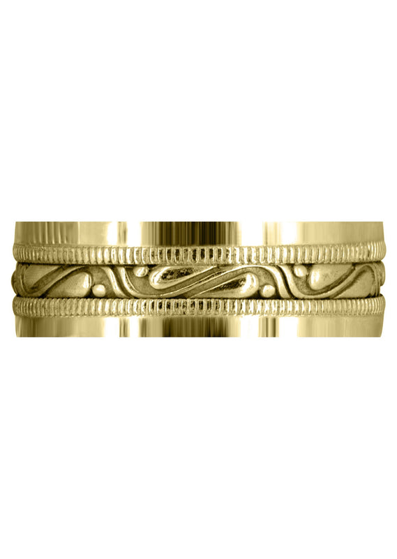 Yellow Gold Celtic Mens Wedding Band | Sand Blast / High Polish Finish (Finn)
