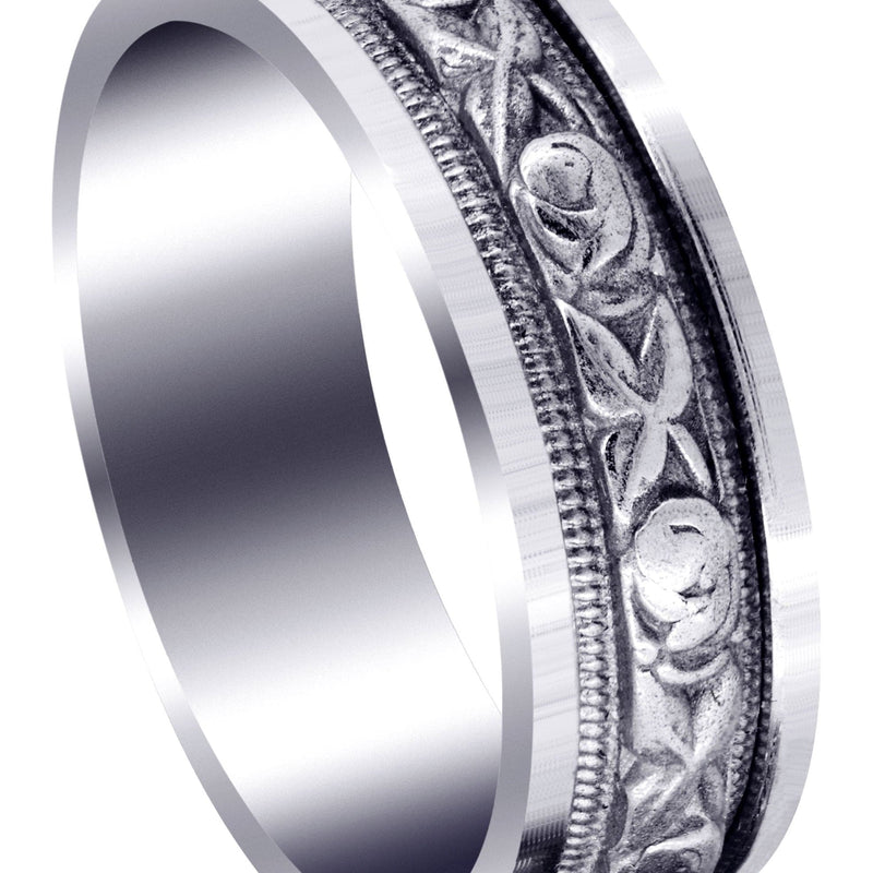 Antique Unique Mens Wedding Band | Sand Blast / High Polish Finish (Xander)
