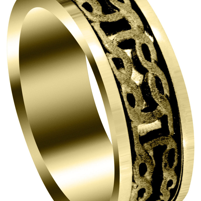 Yellow Gold Celtic Mens Wedding Band | Sand Blast Finish (Kevin)