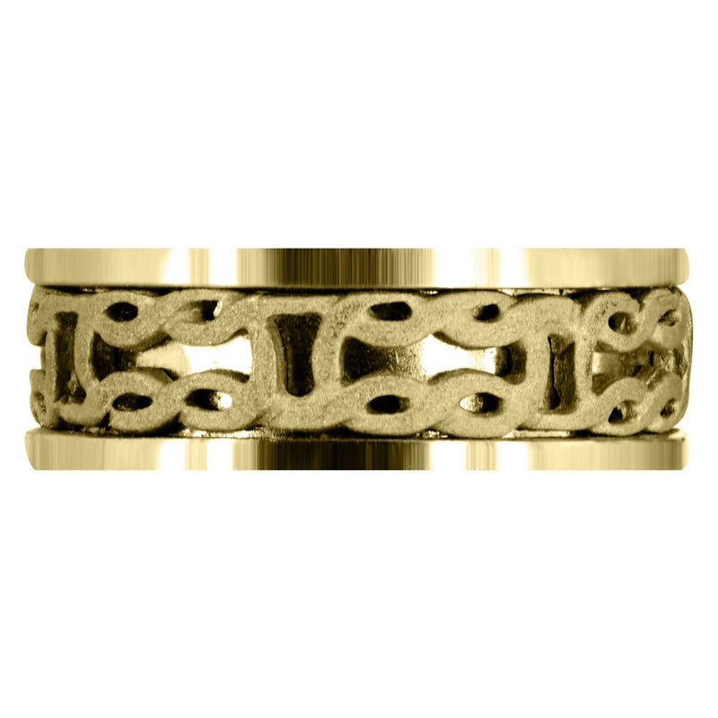 Yellow Gold Celtic Mens Wedding Band | Sand Blast Finish (Kevin)