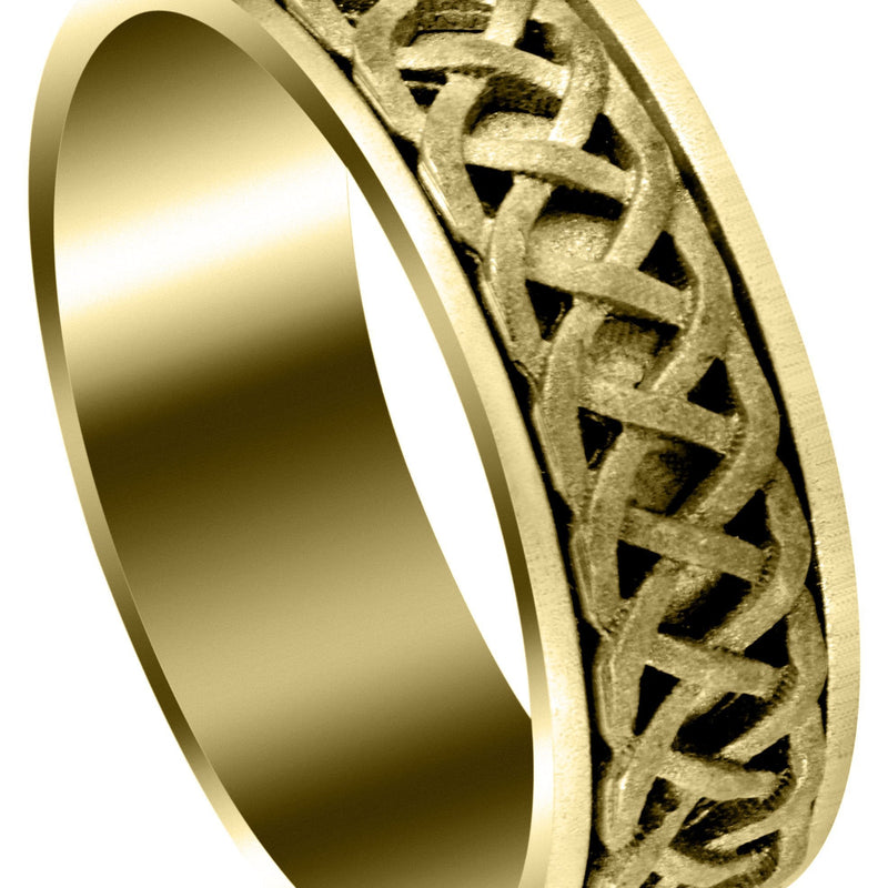 Yellow Gold Celtic Mens Wedding Band | Sand Blast Finish (Cooper)