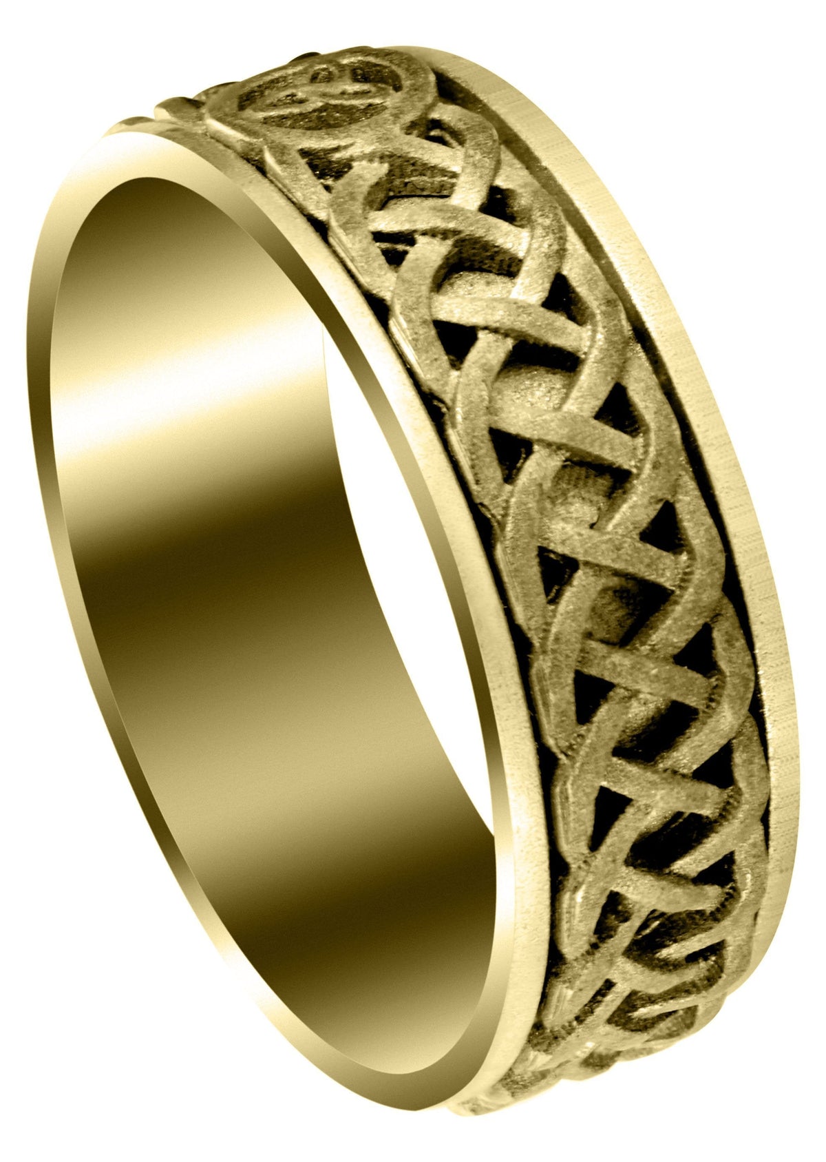 Yellow Gold Celtic Mens Wedding Band | Sand Blast Finish (Cooper)