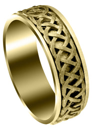 Yellow Gold Celtic Mens Wedding Band | Sand Blast Finish (Cooper)