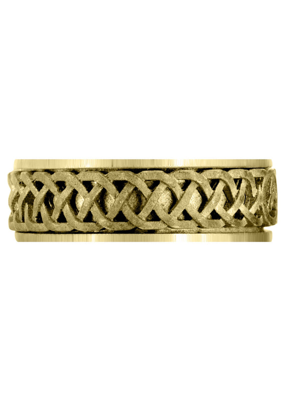 Yellow Gold Celtic Mens Wedding Band | Sand Blast Finish (Cooper)