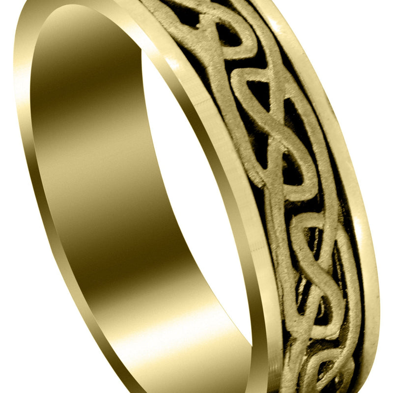Yellow Gold Celtic Mens Wedding Band | Sand Blast Finish (Ian)