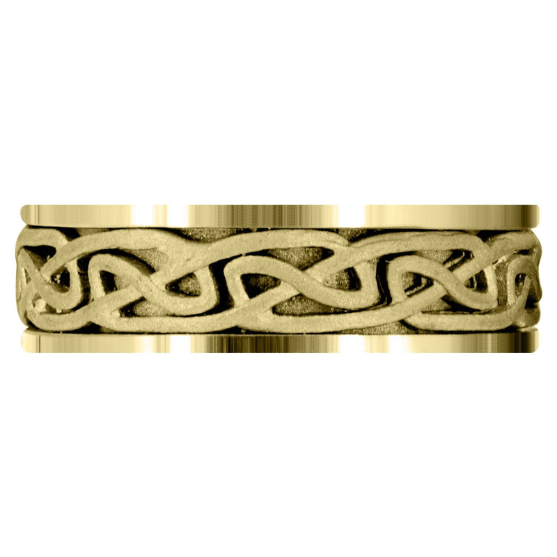 Yellow Gold Celtic Mens Wedding Band | Sand Blast Finish (Ian)
