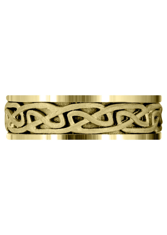 Yellow Gold Celtic Mens Wedding Band | Sand Blast Finish (Ian)