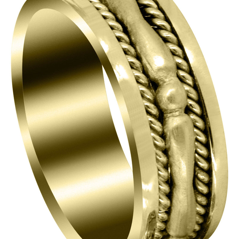 Yellow Gold Contemporary Mens Wedding Band | Sand Blast Finish (Knox)