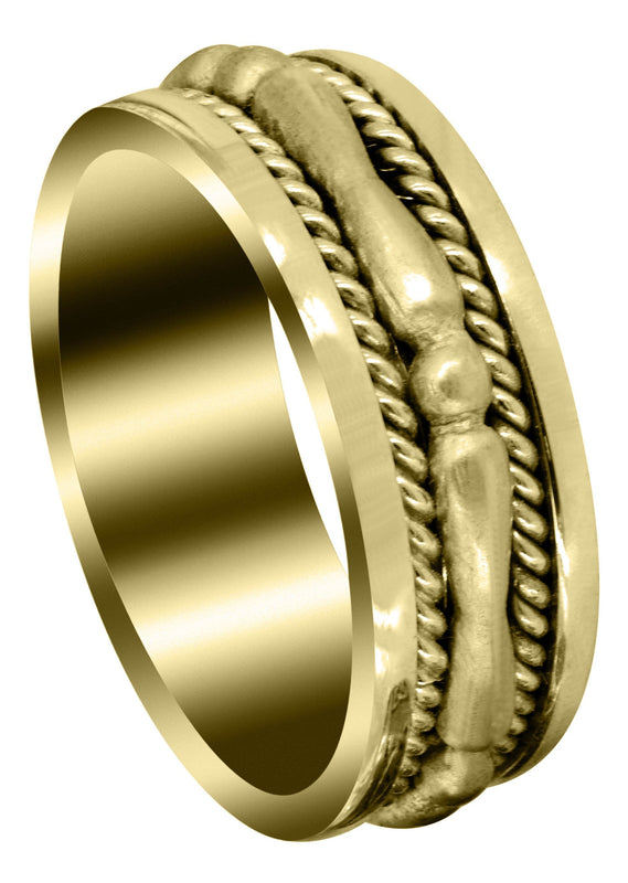 Yellow Gold Contemporary Mens Wedding Band | Sand Blast Finish (Knox)