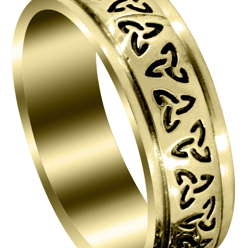 Yellow Gold Celtic Unique Mens Wedding Band | High Polish Finish (Raymond)