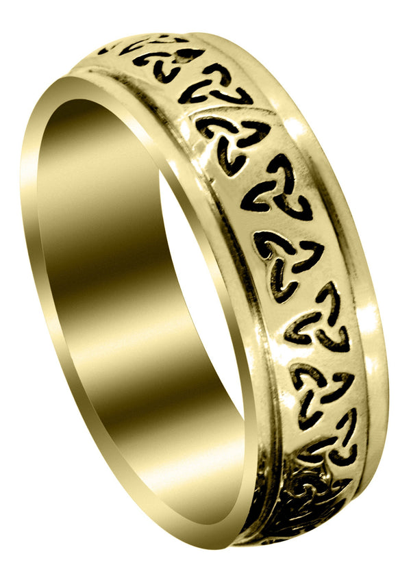 Yellow Gold Celtic Unique Mens Wedding Band | High Polish Finish (Raymond)