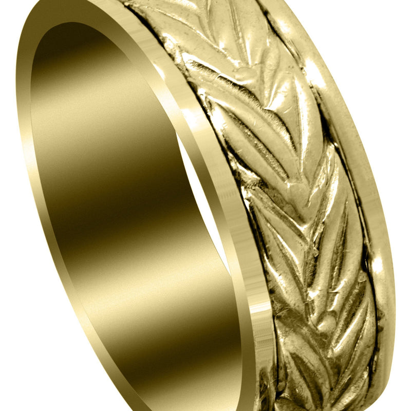 Yellow Gold Antique Mens Wedding Band | Sand Blast / High Polish Finish (Peter)