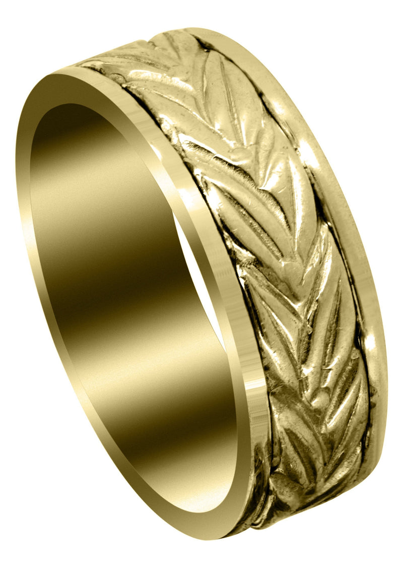 Yellow Gold Antique Mens Wedding Band | Sand Blast / High Polish Finish (Peter)