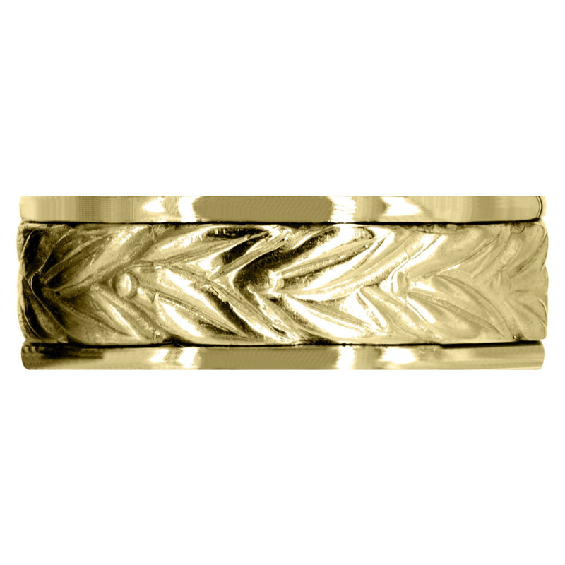 Yellow Gold Antique Mens Wedding Band | Sand Blast / High Polish Finish (Peter)