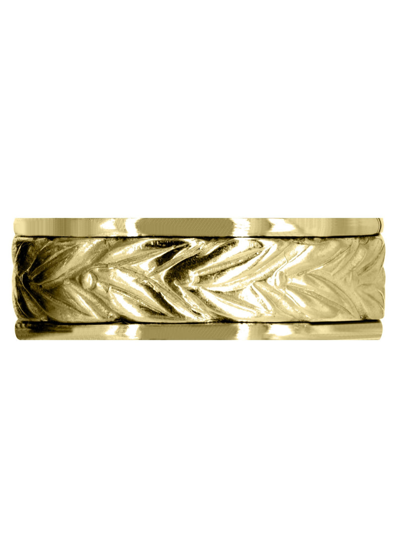Yellow Gold Antique Mens Wedding Band | Sand Blast / High Polish Finish (Peter)