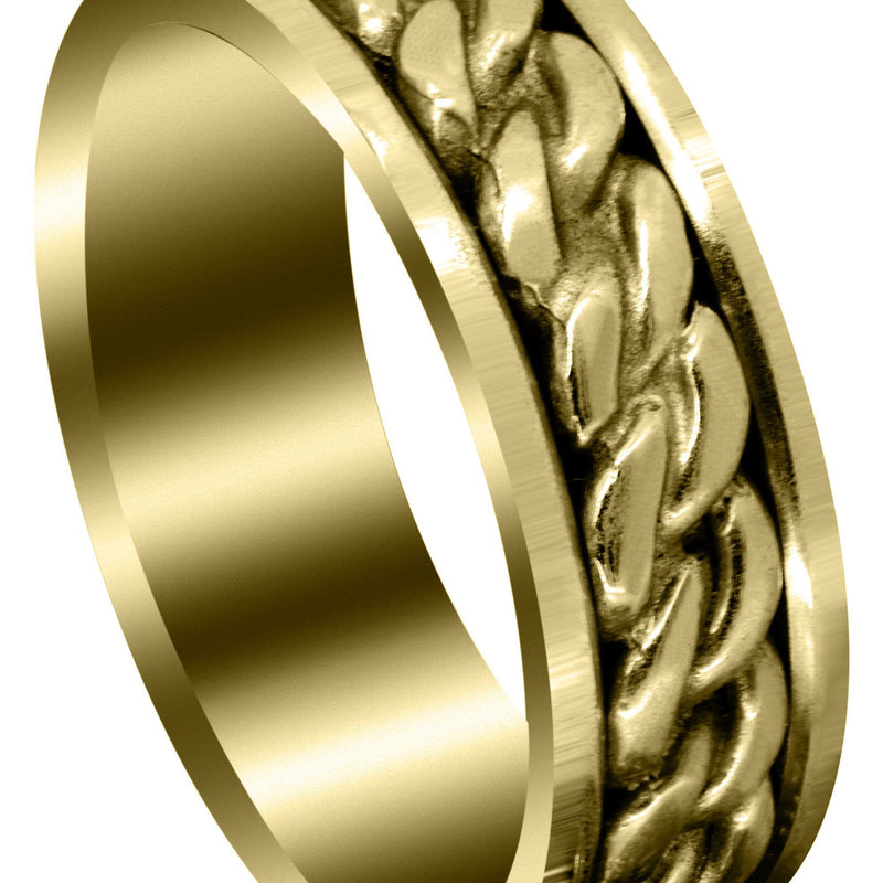 Yellow Gold Hand Woven Mens Wedding Band | High Polish Finish (Dean)