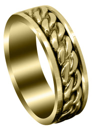 Yellow Gold Hand Woven Mens Wedding Band | High Polish Finish (Dean)