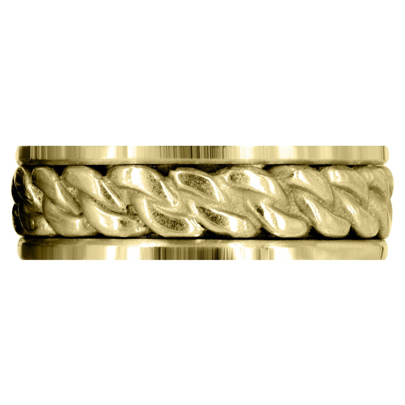 Yellow Gold Hand Woven Mens Wedding Band | High Polish Finish (Dean)