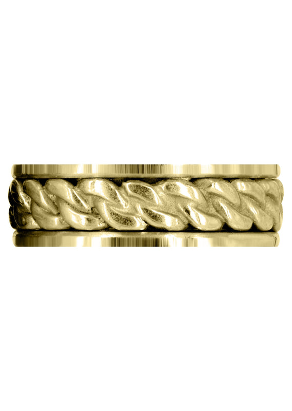 Yellow Gold Hand Woven Mens Wedding Band | High Polish Finish (Dean)