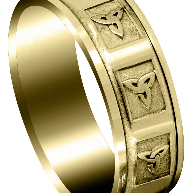 Yellow Gold Celtic Mens Wedding Band | Sand Blast / High Polish Finish (Beau)