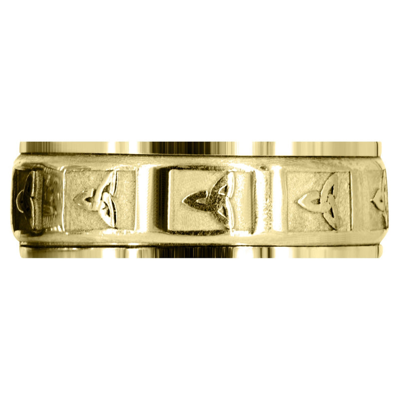 Yellow Gold Celtic Mens Wedding Band | Sand Blast / High Polish Finish (Beau)