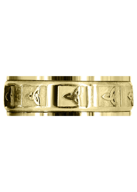 Yellow Gold Celtic Mens Wedding Band | Sand Blast / High Polish Finish (Beau)