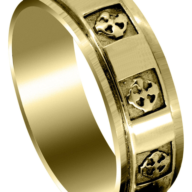 Yellow Gold Celtic Mens Wedding Band | Sand Blast / High Polish Finish (Nicolas)