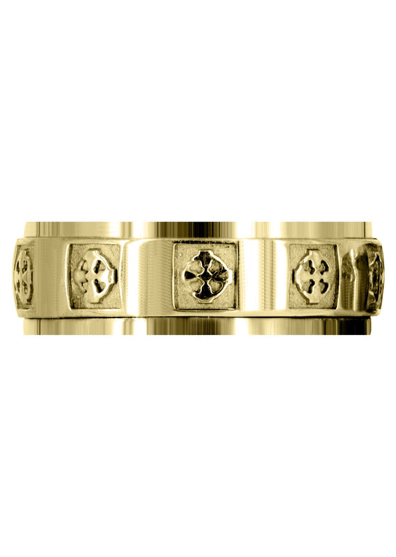 Yellow Gold Celtic Mens Wedding Band | Sand Blast / High Polish Finish (Nicolas)