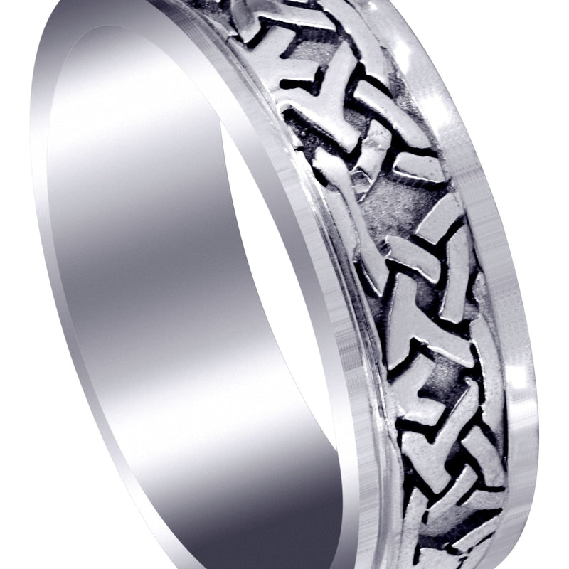 Celtic Mens Wedding Band | Sand Blast / High Polish Finish (Jaden)