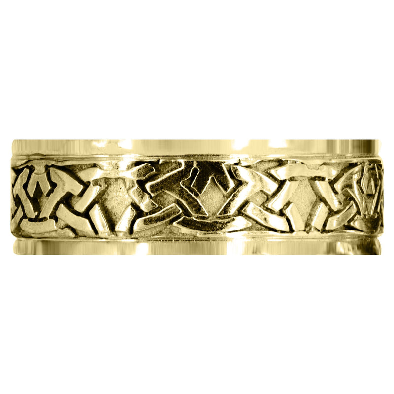 Yellow Gold Celtic Mens Wedding Band | Sand Blast / High Polish Finish (Jaden)
